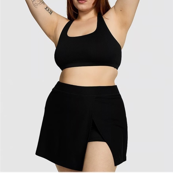 VS Pink Piqué Tennis Skort large black stretchy sweat wicking - Picture 3 of 9